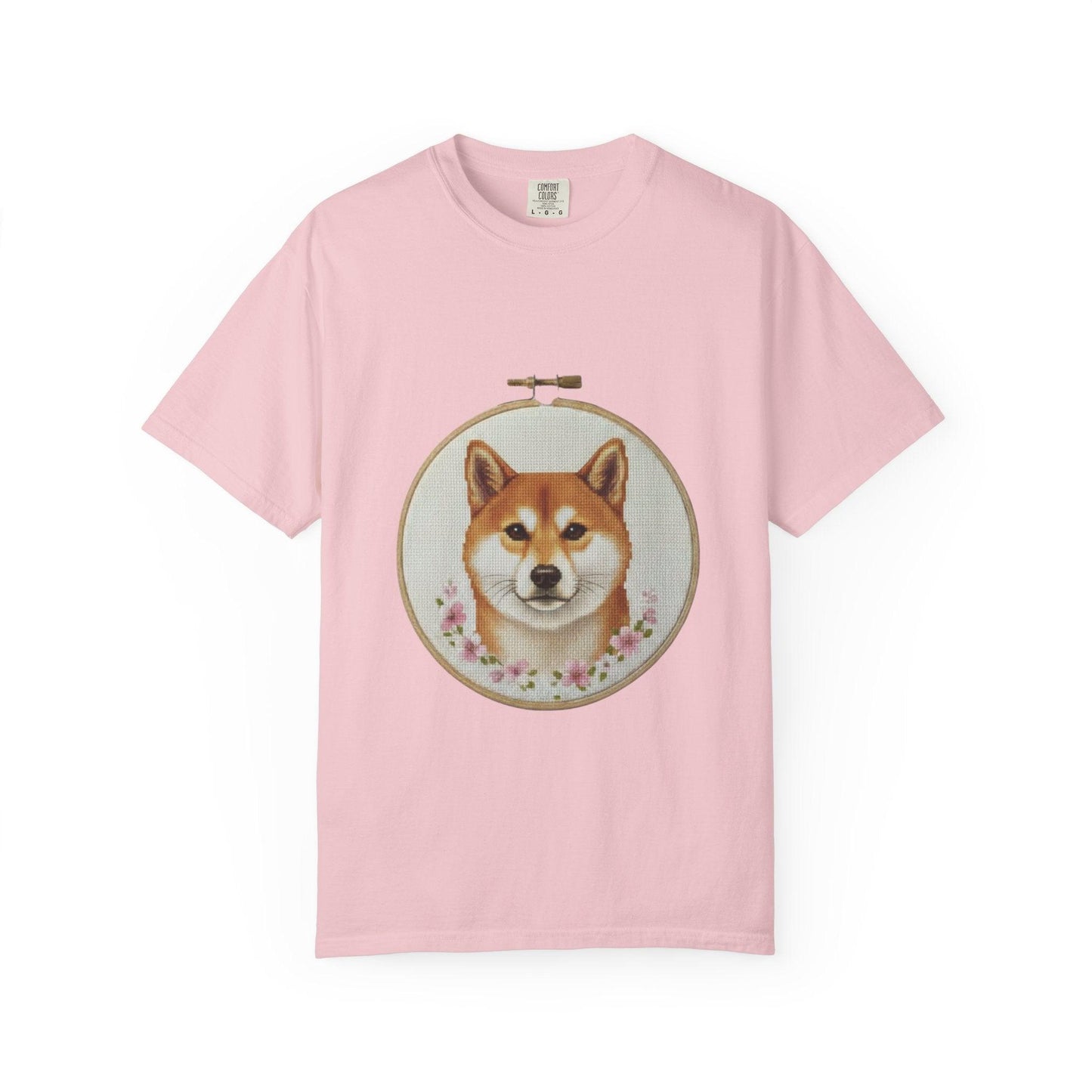 Shiba Inu Sweatshirt, Shiba Mom Gift, Vintage Cross Stitch Dog, Embroidered Floral Crewneck