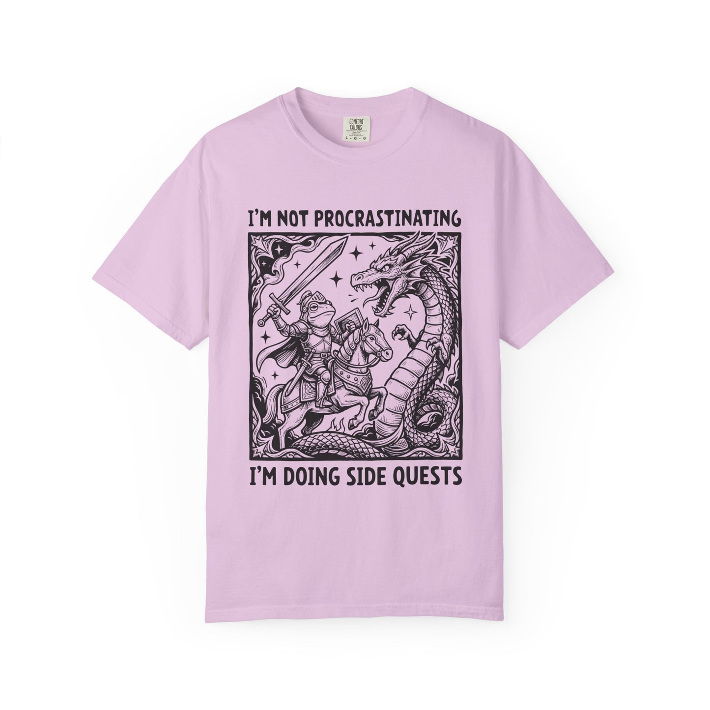 I'm Not Procrastinating I'm Doing Side Quests T-Shirt, Funny Gamer Tee, RPG Knight vs Dragon Shirt, Fantasy Gaming Graphic T-Shirt, Nerd Gift