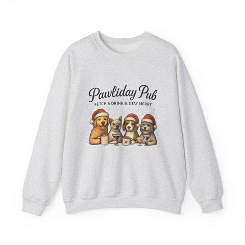 Pawlidday Pub Sweatshirt, Cozy Dog Lover Crewneck, Funny Pet Sweatshirt, Holiday Dog Apparel, Gift for Animal Lovers