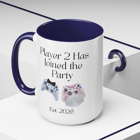 'Player 2 Has Joined The Party' 'Est. 2026' Accent Coffee Mug