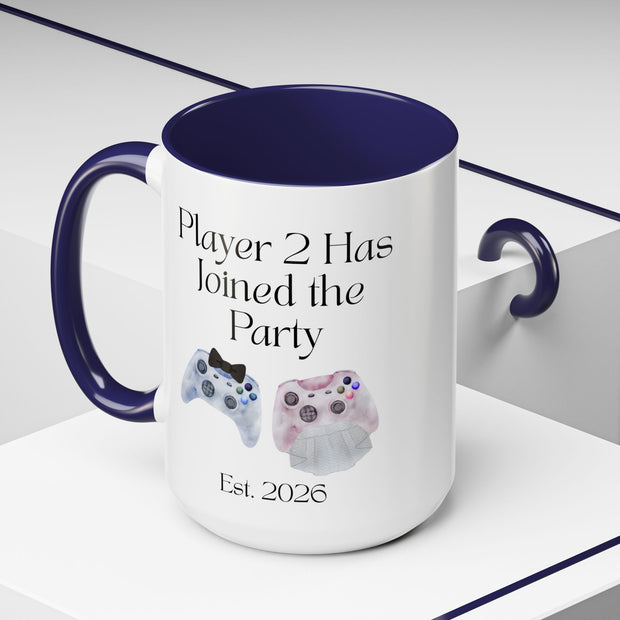 'Player 2 Has Joined The Party' 'Est. 2026' Accent Coffee Mug