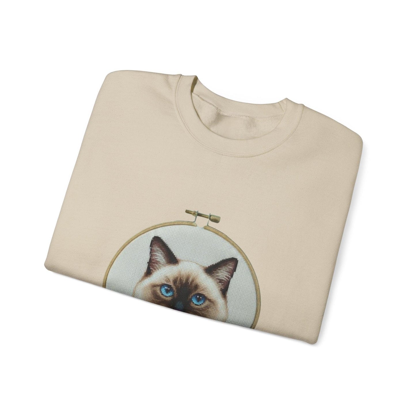 Siamese Cat Portrait Sweatshirt | Embroidery Hoop Floral Frame
