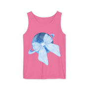 Blue Saturn Wrapped In Blue Bow Unisex Tank Top