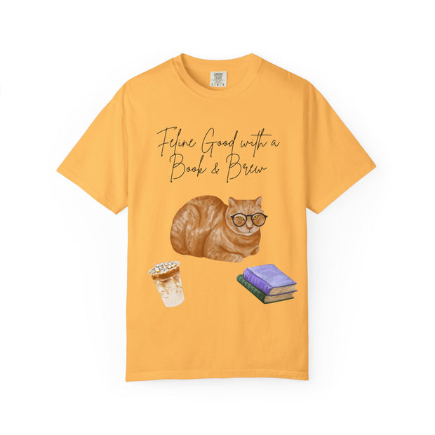 'Feline Good with a Book & Brew' Unisex T-Shirt