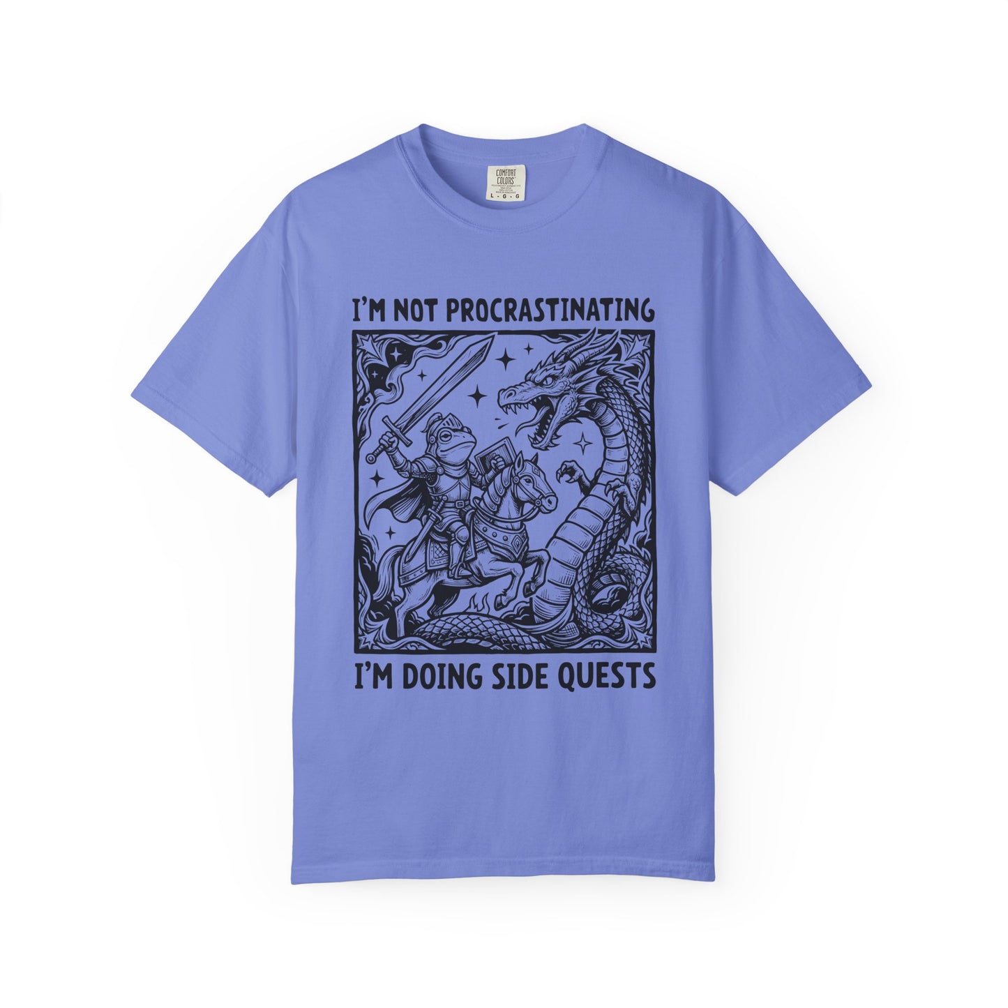 I'm Not Procrastinating I'm Doing Side Quests T-Shirt, Funny Gamer Tee, RPG Knight vs Dragon Shirt, Fantasy Gaming Graphic T-Shirt, Nerd Gift