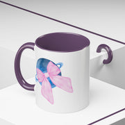 Blue Saturn Wrapped In A Pink Bow Accent Coffee Mug