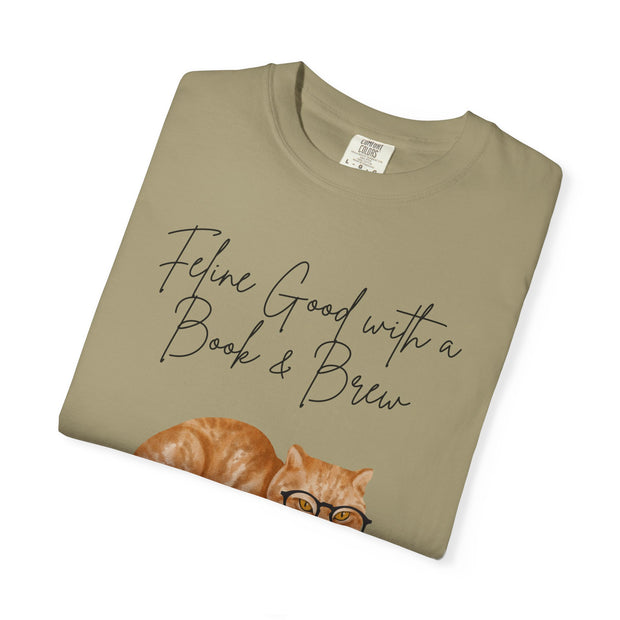 'Feline Good with a Book & Brew' Unisex T-Shirt