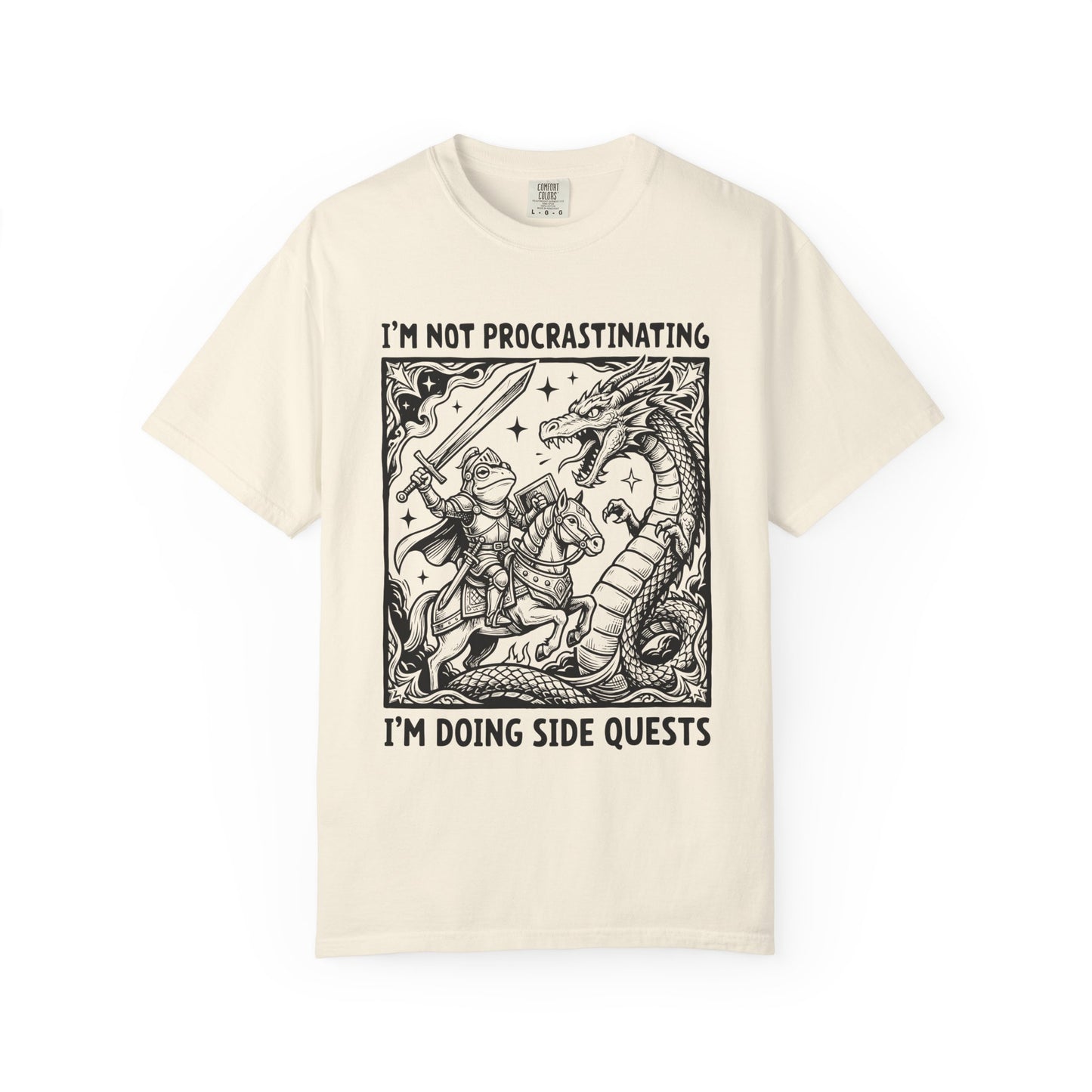 I'm Not Procrastinating I'm Doing Side Quests T-Shirt, Funny Gamer Tee, RPG Knight vs Dragon Shirt, Fantasy Gaming Graphic T-Shirt, Nerd Gift