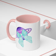 Purple Saturn Wrapped In A Bow Accent Coffee Mug