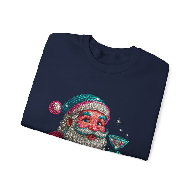 Retro Santa Holding Martini Sweatshirt | Vintage Christmas Crewneck