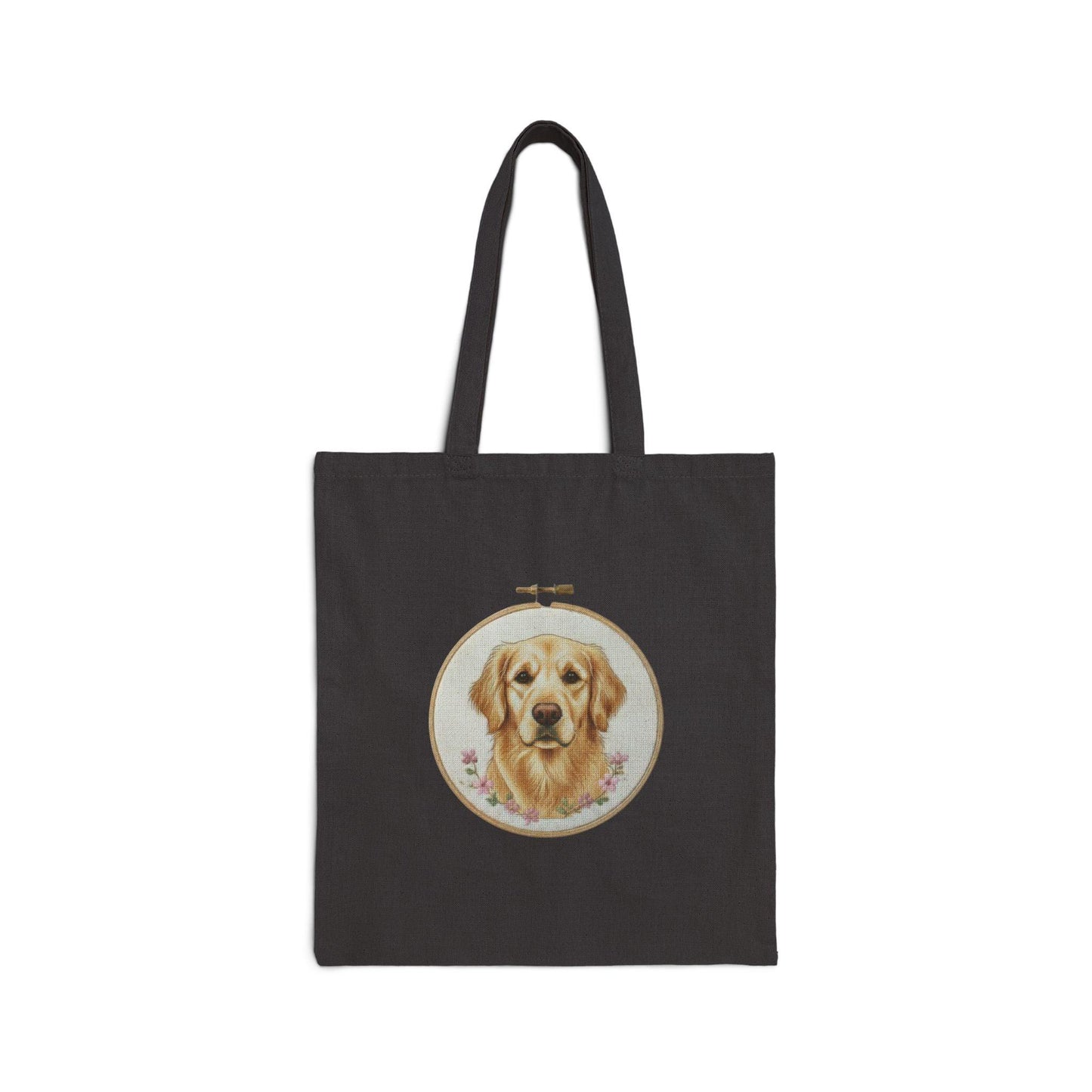 Golden Retriever Portrait Tote Bag | Dog Embroidery Hoop Artwork