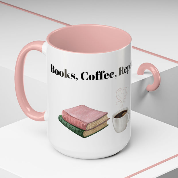 'Books, Coffee, Repeat' Accent Coffee Mug