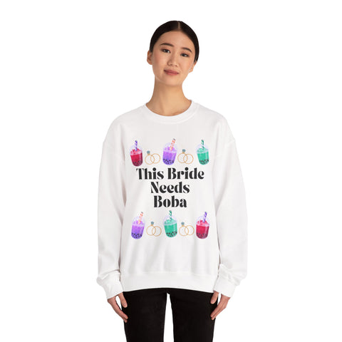 'This Bride Needs Boba' Unisex Crewneck Sweatshirt