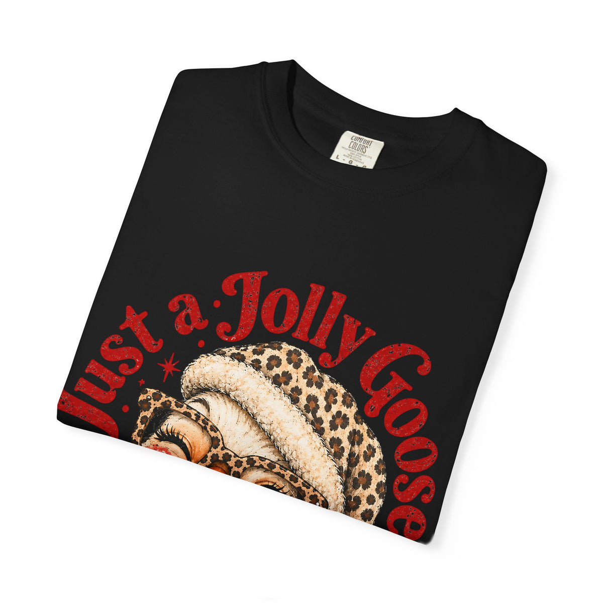 Jolly Goose Christmas Shirt, Funny Christmas Goose Tee, Leopard Santa Goose Shirt, Goose Lover Gift, Retro Holiday T-Shirt
