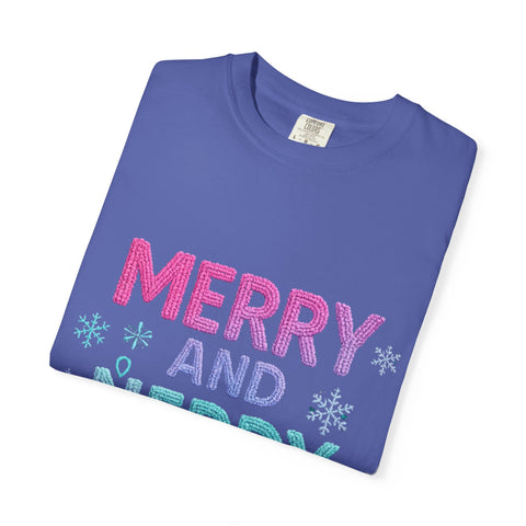 Merry and Nerdy T-Shirt, Unisex Gamer Tee, Holiday Gaming Shirt, Fun Christmas Apparel, Gift for Nerds, Cozy Casual Style