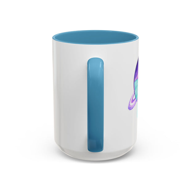 Purple Saturn Wrapped In A Bow Accent Coffee Mug