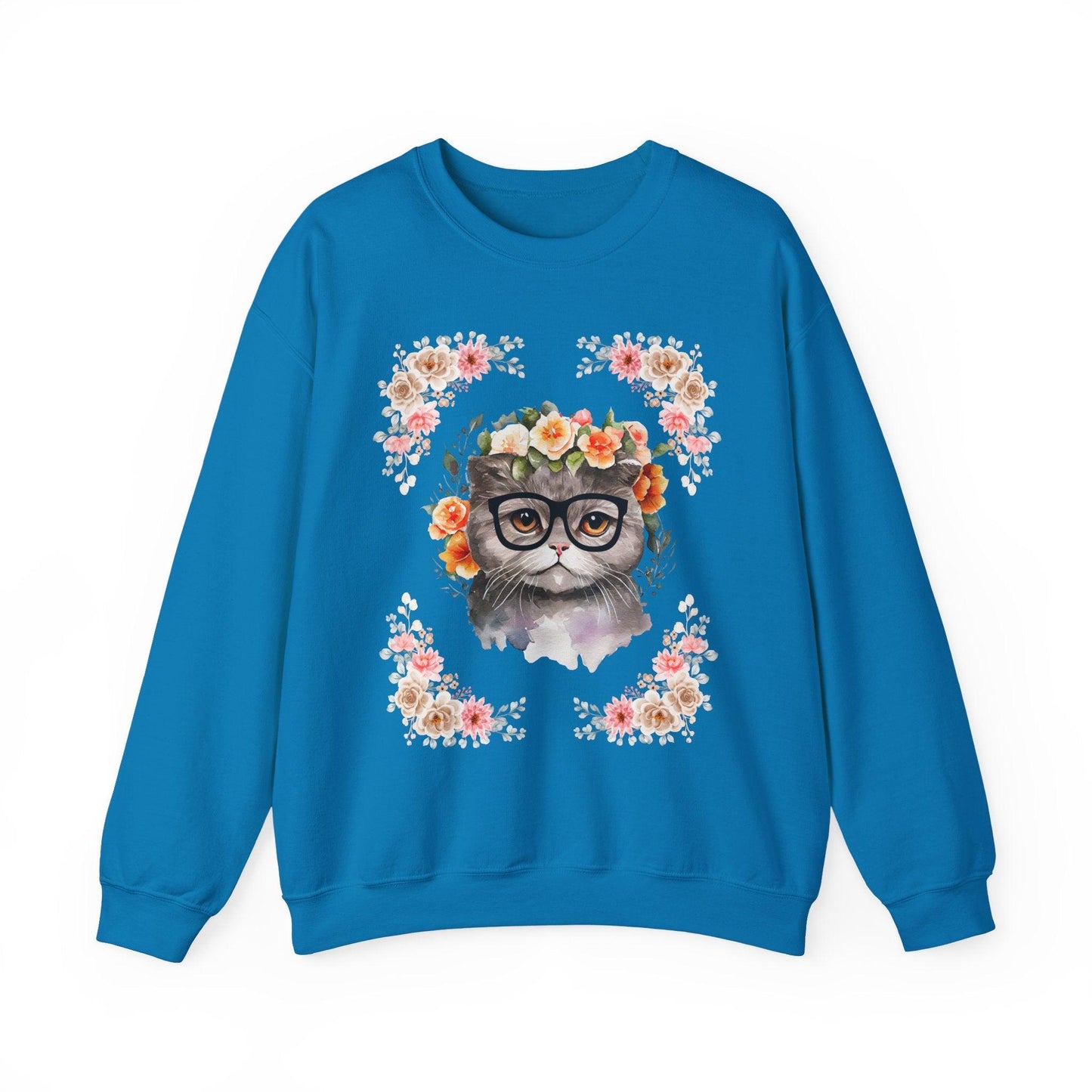 Geek Goddess Gray Cat Unisex Crewneck Sweatshirt