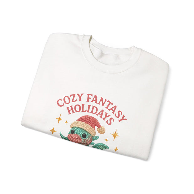 Cozy Fantasy Holidays Sweatshirt, Cute Dragon Gift, Unisex Holiday Apparel, Warm Crewneck Sweater, Casual Winter Outfit