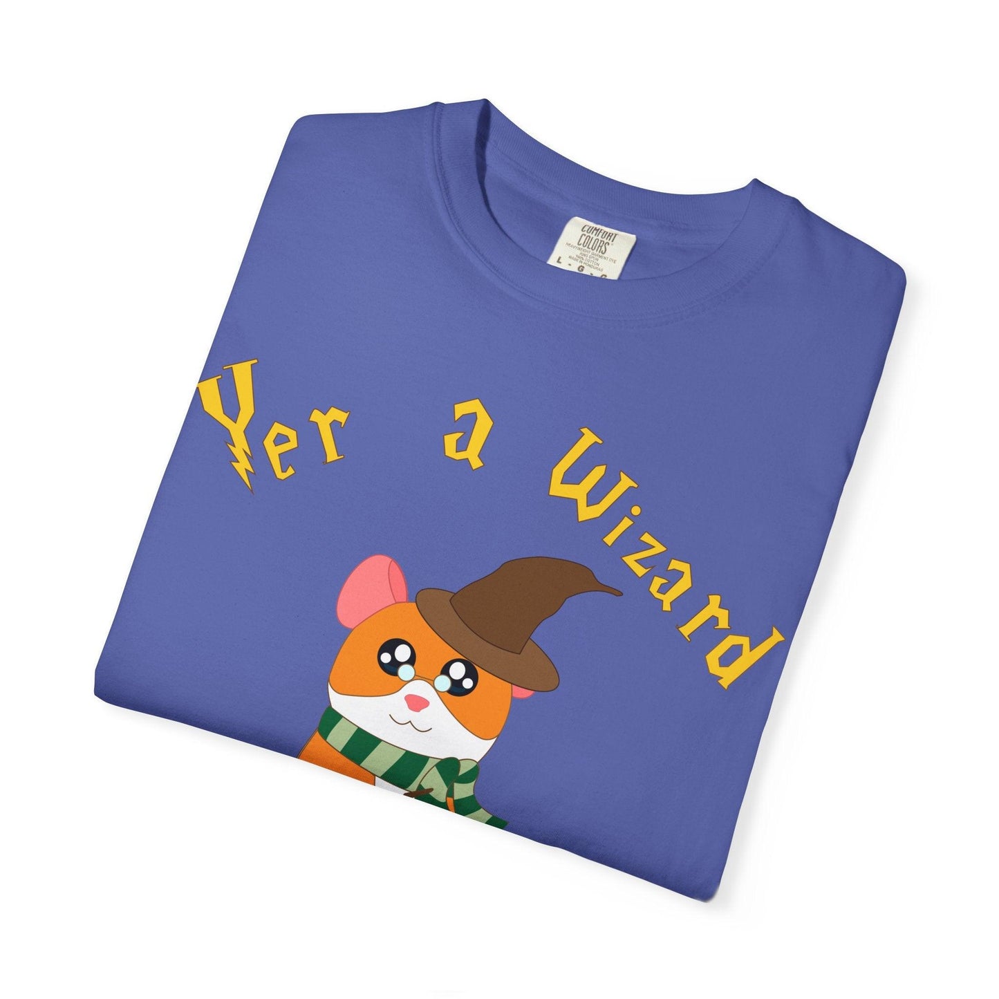 Hammy Wizard Hamster T-Shirt | Cute Wizard Hat Scarf Illustration