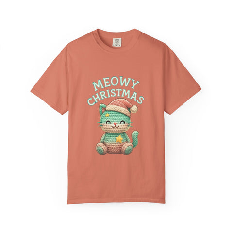 Cute Cat Christmas T-shirt, Meowy Christmas Tee, Unisex Holiday Shirt, Fun Xmas Gift, Cozy Festive Wear