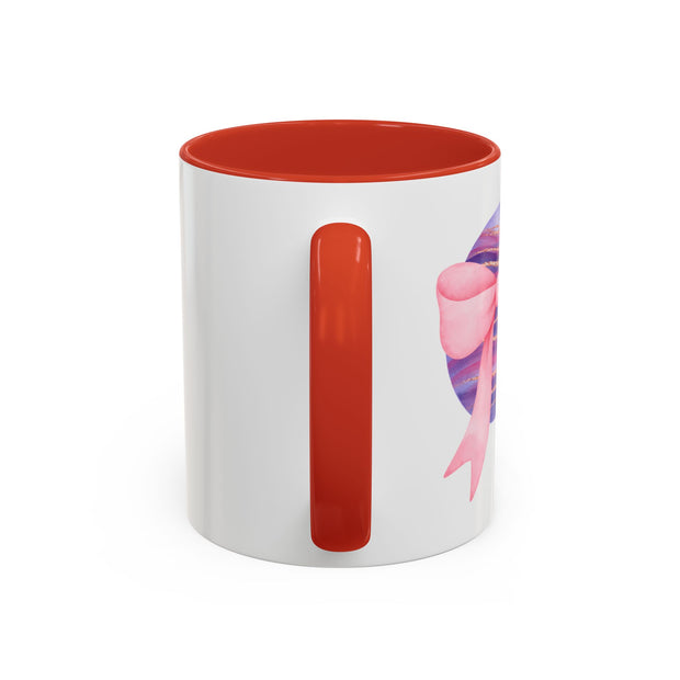 Pink/Purple Planet Wrapped In A Bow Accent Coffee Mug