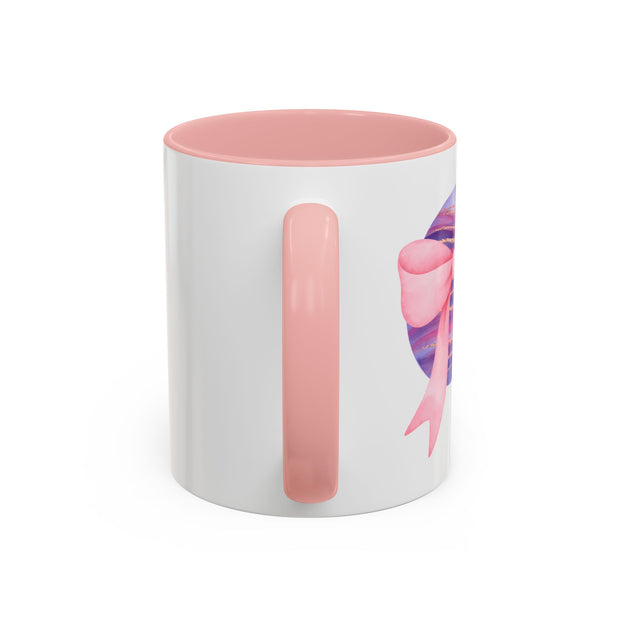 Pink/Purple Planet Wrapped In A Bow Accent Coffee Mug