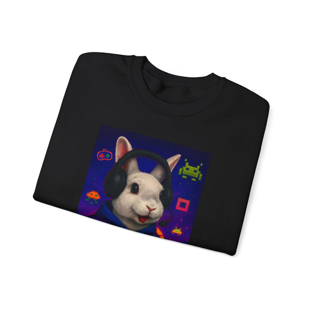 Gamer Bunny Crewneck Sweatshirt | Unisex Lightweight Sweater, Perfect for Gaming, Gifts for Gamers, Cute Animal Sweatshirt, Cozy Apparel