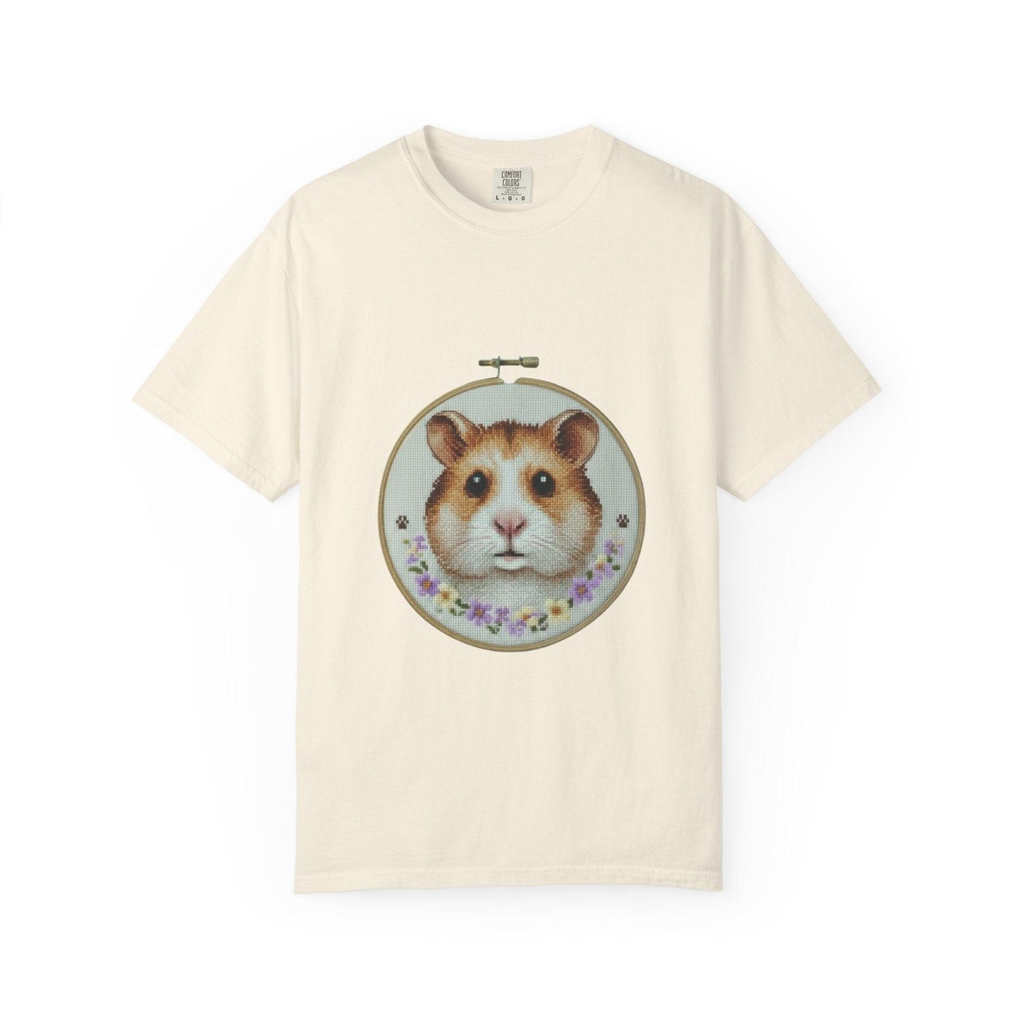 Hamster Portrait Embroidery Hoop T-shirt | Cute Small Pet Illustration