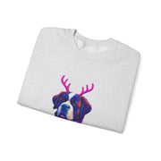 Saint Bernard with Reindeer Antlers sweatshirt | Holiday Dog Sweater Design