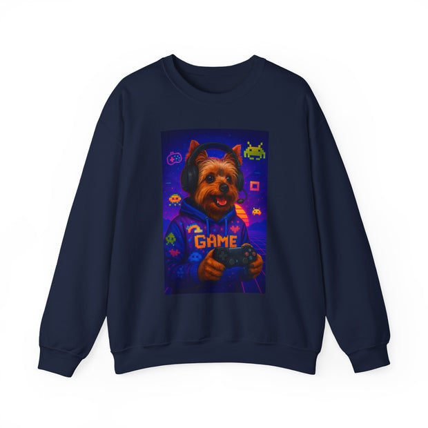 Gaming Yorkie Controller Sweatshirt | Gamer Yorkshire Terrier graphic crewneck
