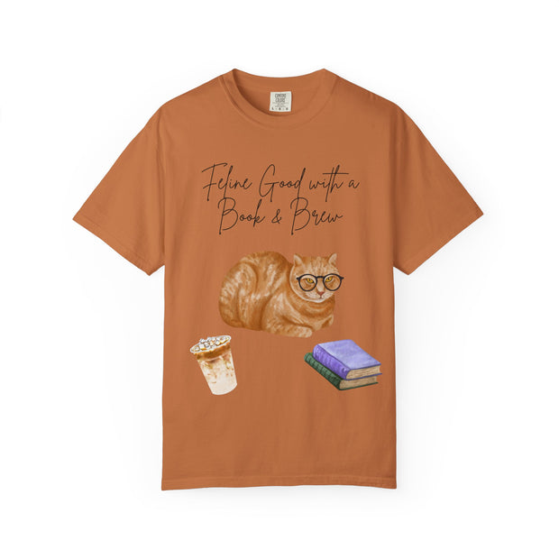'Feline Good with a Book & Brew' Unisex T-Shirt