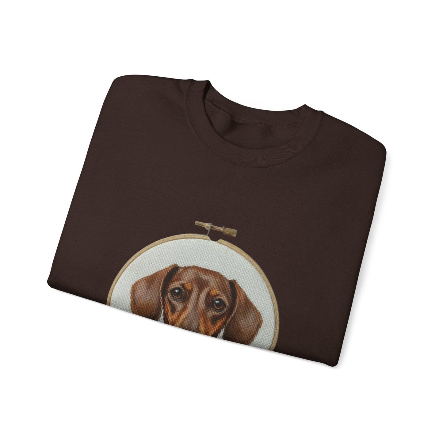 Dachshund Portrait Sweatshirt | Embroidery Hoop Dog Art, Cute Wiener Dog