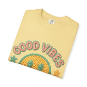 Good Vibes T-Shirt, Unisex Garment-Dyed Tee, Positive Vibe Shirt, Casual Wear, Gift for Friends, Summer Style