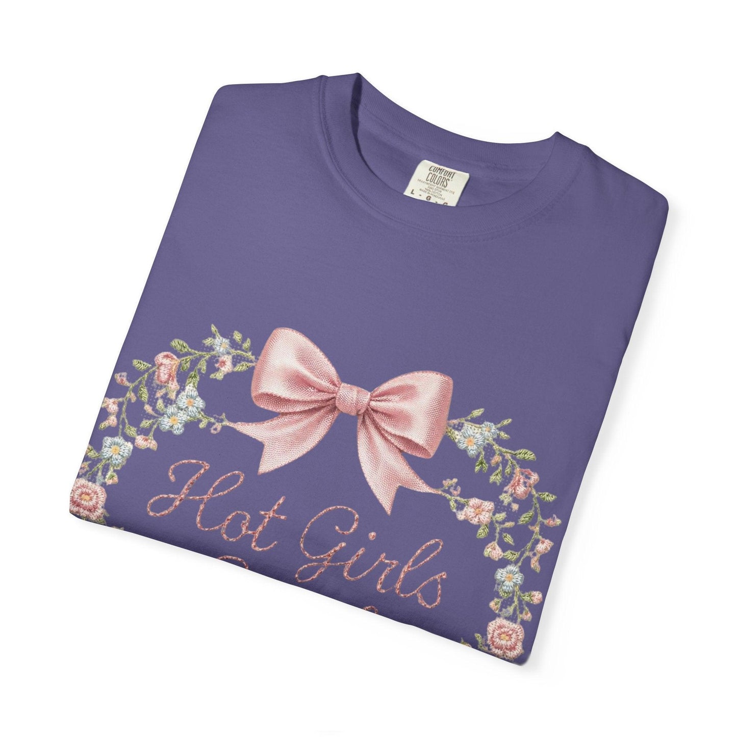 Floral Heart Wreath with Bow T-Shirt | Hot Girls Stitch