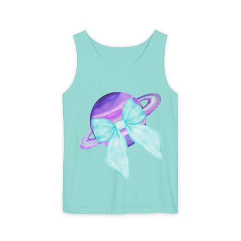 Purple Saturn Wrapped In Bow Unisex Tank Top