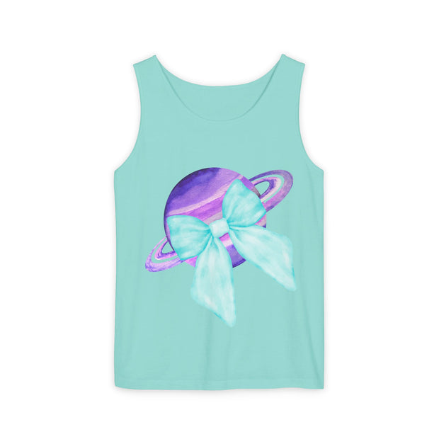Purple Saturn Wrapped In Bow Unisex Tank Top