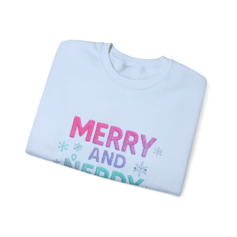 Festive Gamer Crewneck Sweatshirt - Merry and Nerdy, Unisex Sweatshirt, Holiday Apparel, Gaming Sweatshirt, Cozy Gift for Gamers