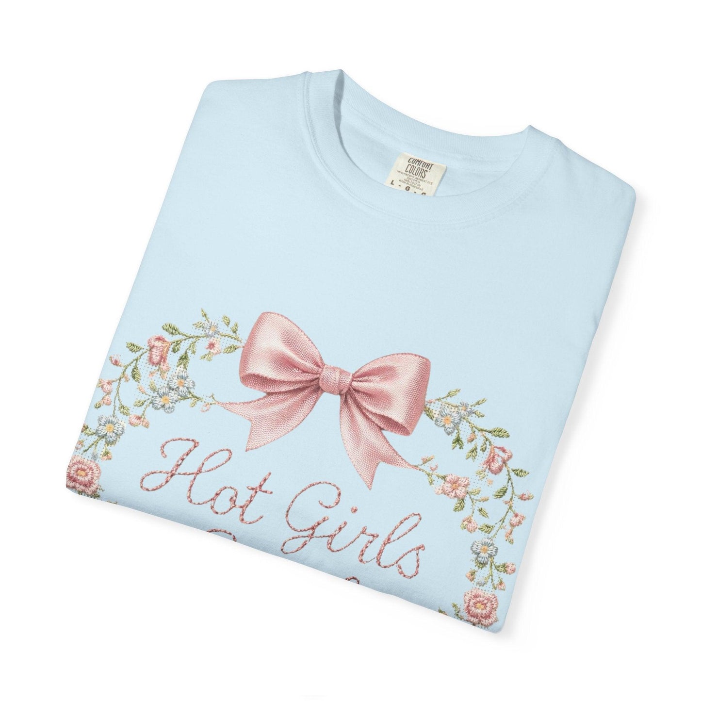 Floral Heart Wreath with Bow T-Shirt | Hot Girls Stitch