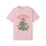 Cozy Fantasy Holidays Tee, Unisex Christmas T-shirt, Cute Dragon Apparel, Holiday Gift, Festive Graphic Tee