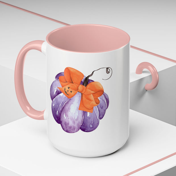 Purple Pumpkin Wrapped In A Bow Accent Coffee Mug