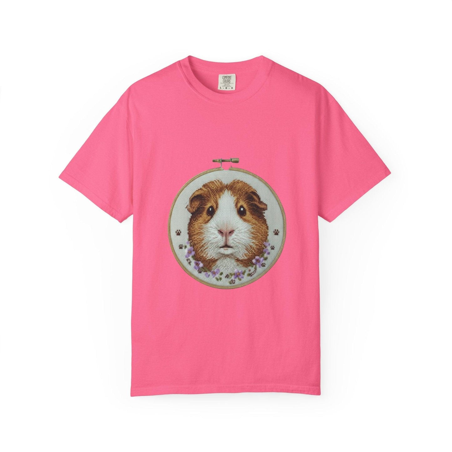 Guinea Pig Portrait T-shirt | Embroidery Hoop Style, Cute Pet Graphic