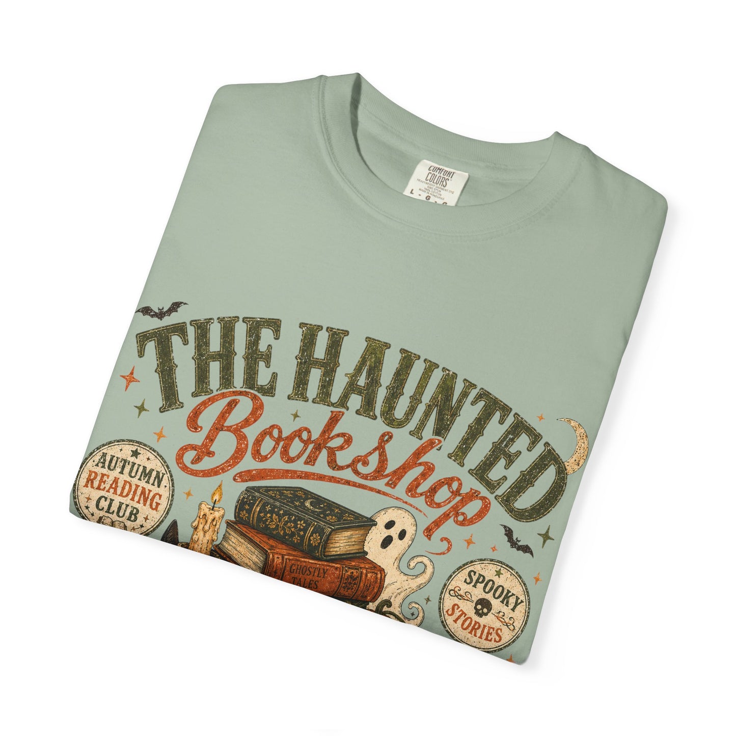 The Haunted Bookshop T-Shirt, Spooky Book Lover Shirt, Cozy Autumn Reading Tee, Halloween Bookstore Graphic, BookTok Reader Gift