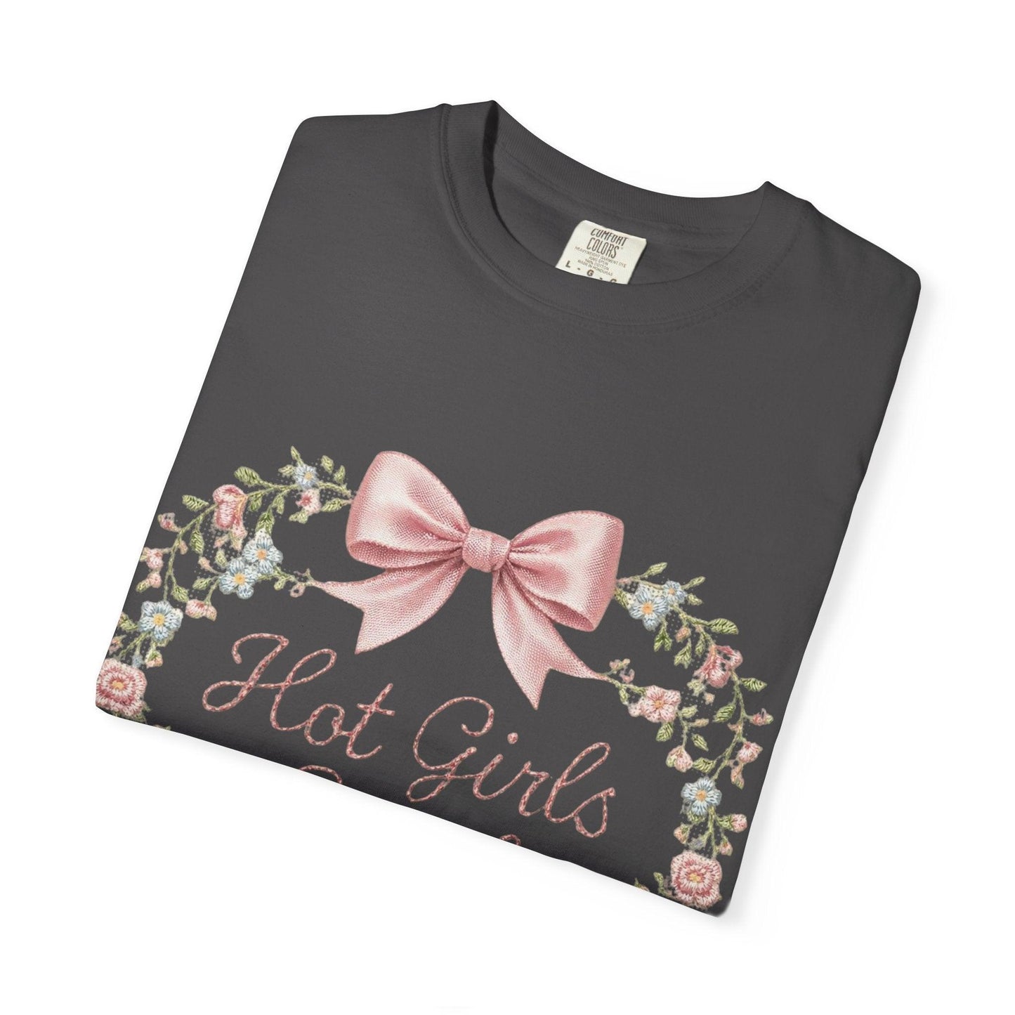 Floral Heart Wreath with Bow T-Shirt | Hot Girls Stitch