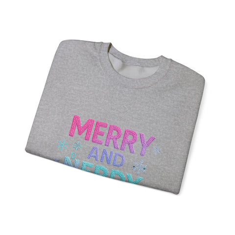 Festive Gamer Crewneck Sweatshirt - Merry and Nerdy, Unisex Sweatshirt, Holiday Apparel, Gaming Sweatshirt, Cozy Gift for Gamers