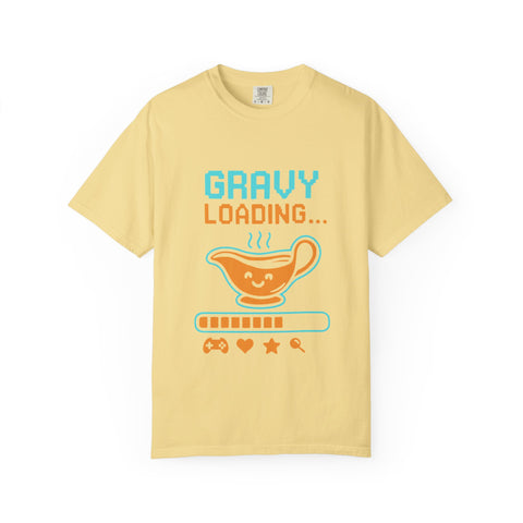 Gravy Loading Unisex Tee, Funny Foodie T-Shirt for Thanksgiving, Casual Wear, Gamer Gift, Comfort Fit