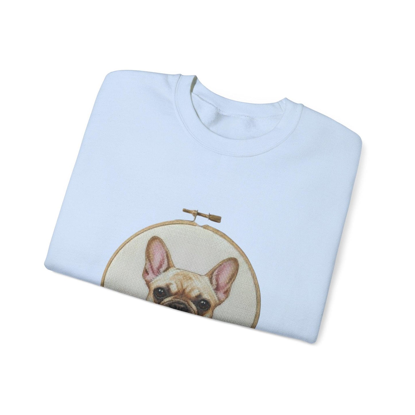 French Bulldog Portrait Sweatshirt | Embroidery Hoop Dog Face, Floral Accent