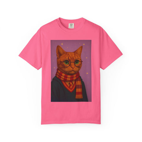 Pawgwarts Orange Cat Wizard T-Shirt