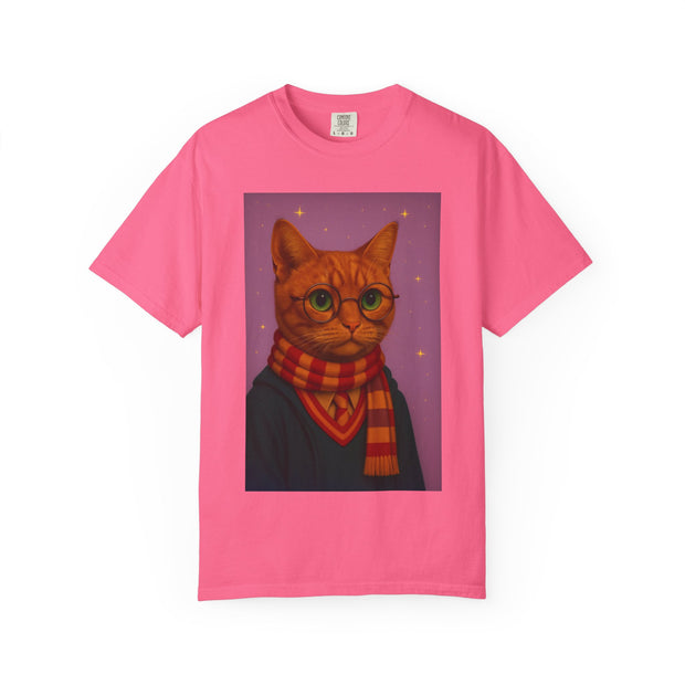 Pawgwarts Orange Cat Wizard T-Shirt
