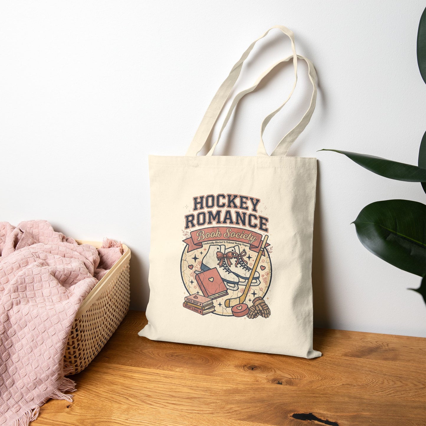 Hockey Romance Tote Bag, Booktok Romance Reader Bag, Cozy Hockey Book Girly Gift, Book Lover Tote