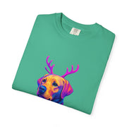 Labrador Retriever with Reindeer Antlers T-Shirt | Neon Holiday Sweater Dog
